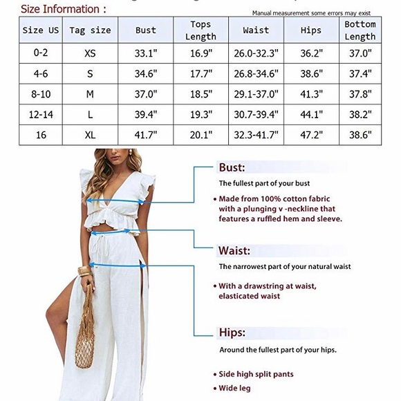 🆕V Neck Crop Top Side Slit Drawstring Jumpsuit - Picture 3 of 3